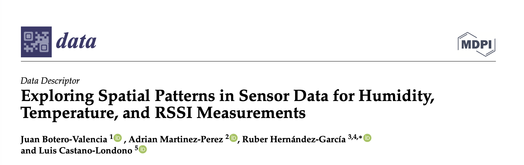 Paper: Exploring Spatial Patterns in Sensor Data for Humidity, Temperature, and RSSI Measurements